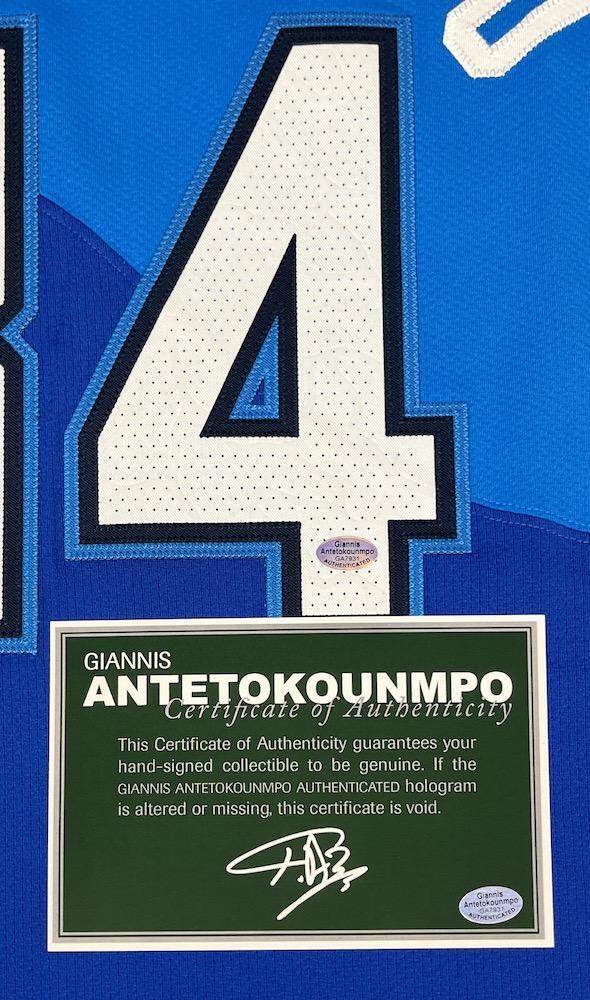 GIANNIS ANTETOKOUNMPO Autographed Milwaukee Bucks Blue Nike City Edition Swingman Jersey BECKETT/JSA