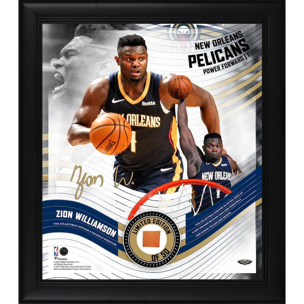 Zion Williamson Pelicans Framed 15" x 17" Game Used Basketball Display LE 50