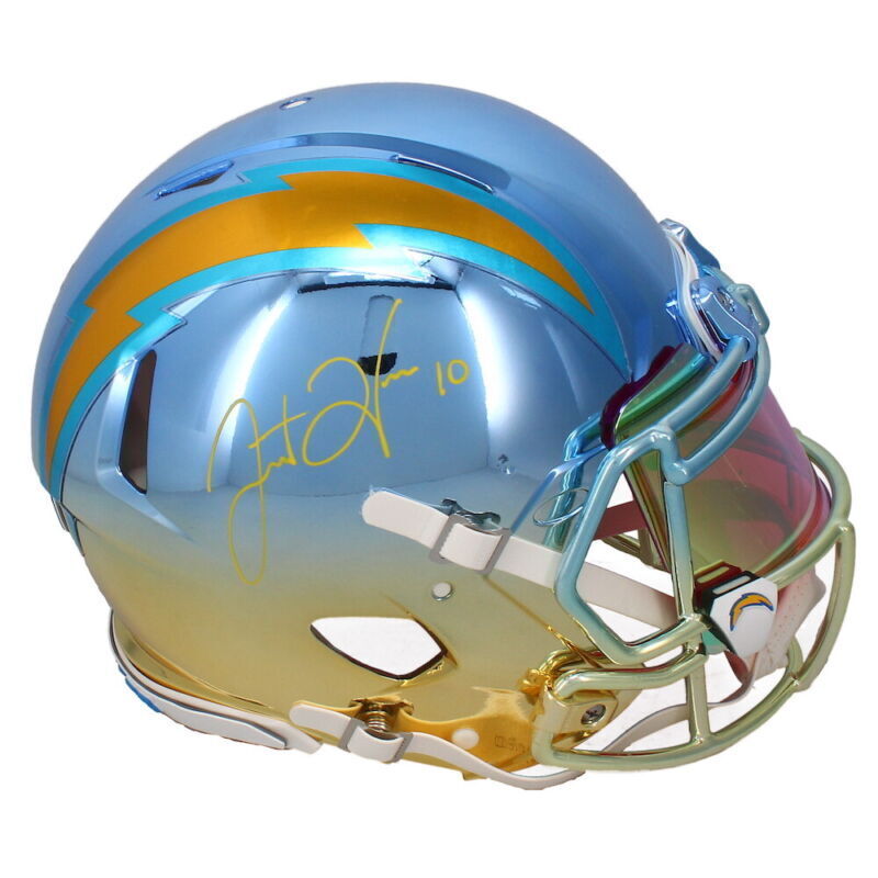 Justin Herbert Autographed Los Angeles Chargers Spectra Chrome Speed Authentic Helmet LE 1/10 Beckett Witnessed