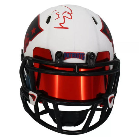 Tom Brady Autographed New England Patriots FSM Custom Drip Speed Lunar Eclipse Mini Helmet w/Visor & 3D Bumpers Fanatics