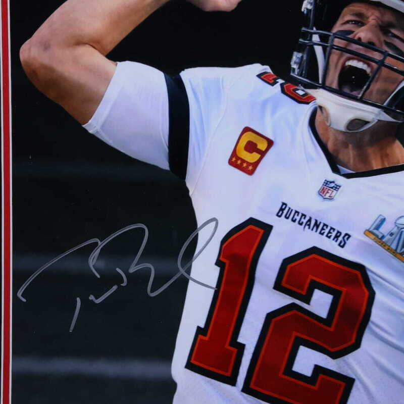 Tom Brady Autographed Tampa Bay Buccaneers Custom Framed Scream 16" x 20" Spotlight Photograph Fanatics