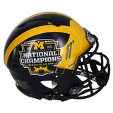 J.J. McCarthy Autographed Michigan Wolverines 2023 National Champs Logo Speed Authentic Helmet Beckett Witnessed