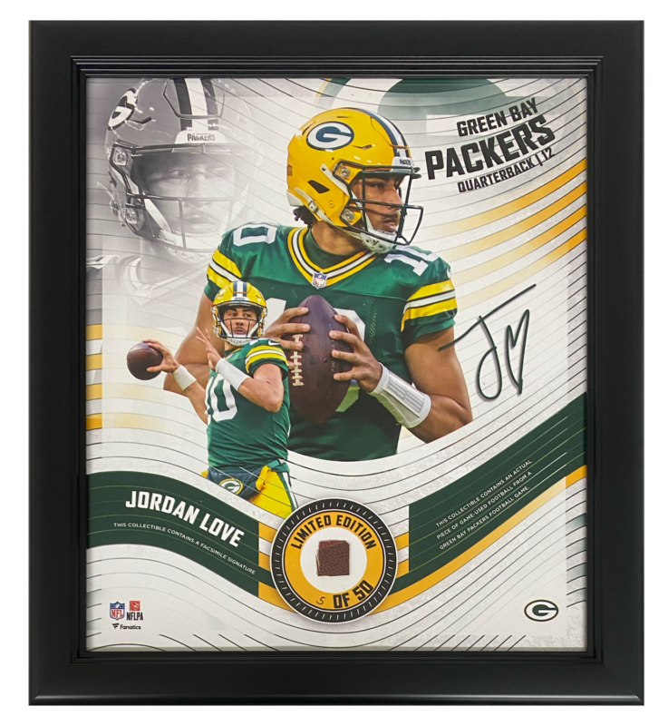 Jordan Love Framed Green Bay Packers 15" x 17" Game Used Football Collage LE 50