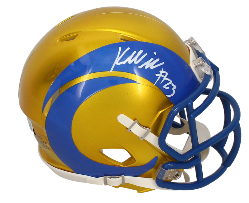 Kyren Williams Autographed Los Angeles Rams Flash Speed Mini Helmet Beckett Witnessed