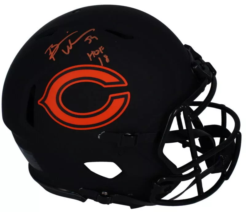 Brian Urlacher Autographed/Inscribed "HOF '18" Chicago Bears Eclipse Speed Authentic Helmet Beckett Witnessed