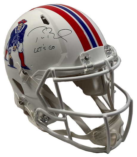 Tom Brady Autographed/Inscribed "LET'S GO" New England Patriots Throwback Speed Authentic Helmet Fanatics LE 12