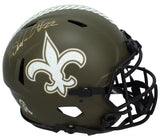 Rashid Shaheed Autographed (in Gold) New Orleans Saints 2022 Salute to Service Speed Authentic Helmet Beckett Witnessed