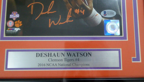 Deshaun Watson Autographed Framed 8x10 Photo Clemson Tigers Beckett BAS Stock #123682