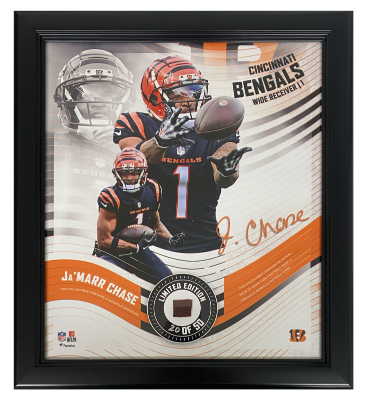 Ja'Marr Chase Framed Cincinnati Bengals Version 2 15" x 17" Game Used Football Collage LE 50