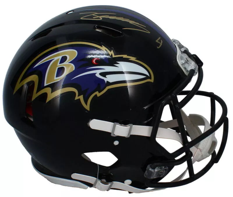 Zay Flowers Autographed Baltimore Ravens Speed Authentic Helmet JSA Witnessed