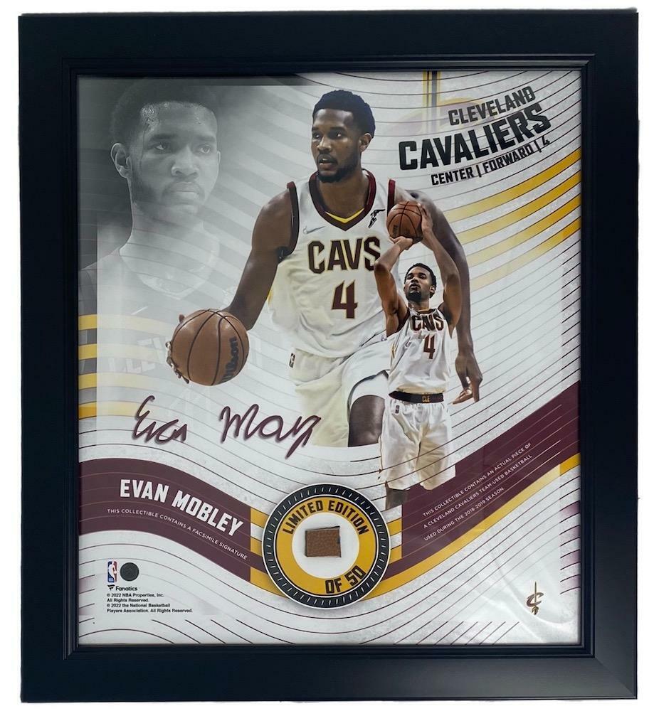 EVAN MOBLEY Framed Cleveland Cavaliers 15" x 17" Game Used Basketball Collage LE 50