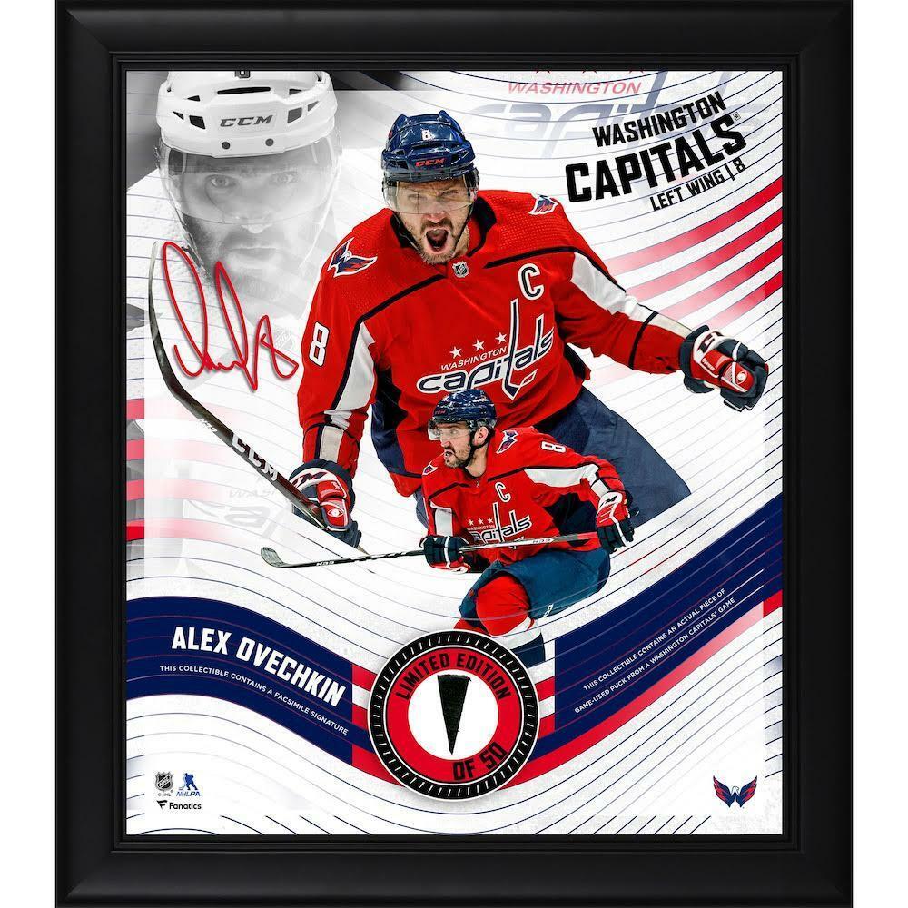 ALEX OVECHKIN Capitals Framed 15" x 17" Game Used Puck Display LE 50