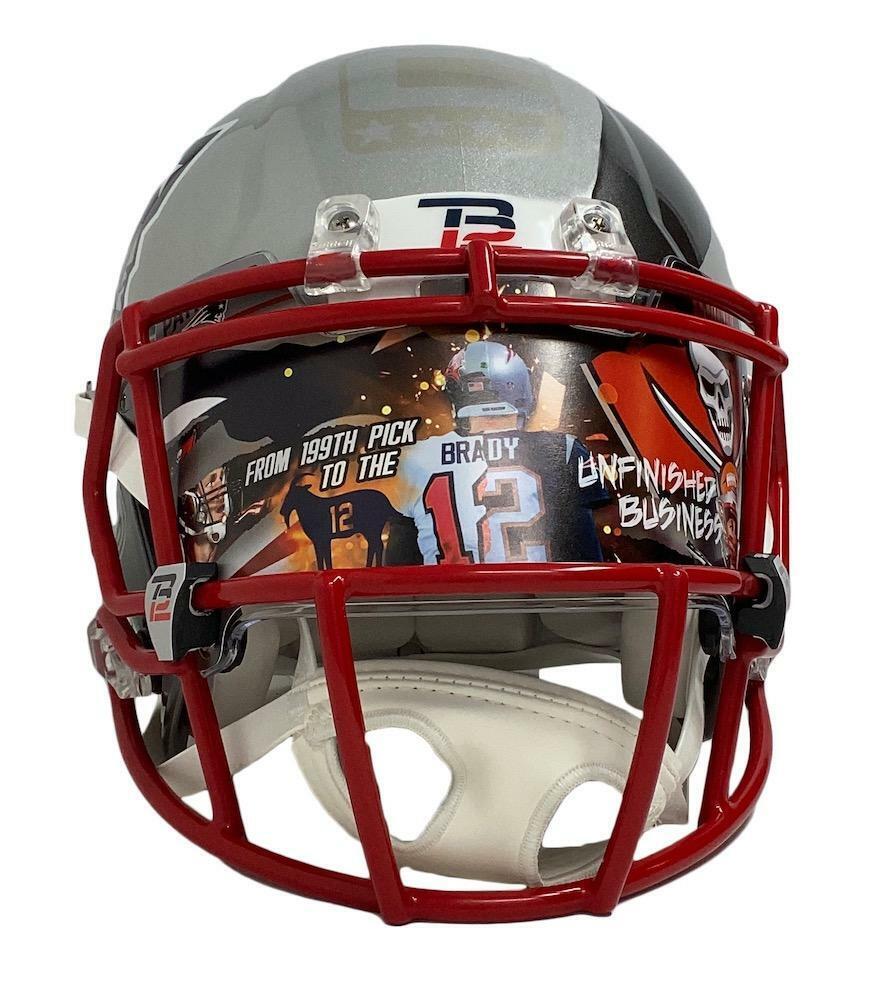 TOM BRADY Autographed New England Patriots/Tampa Bay Buccaneers "Mash Up" Custom Authentic Speed Helmet FANATICS LE 1/12