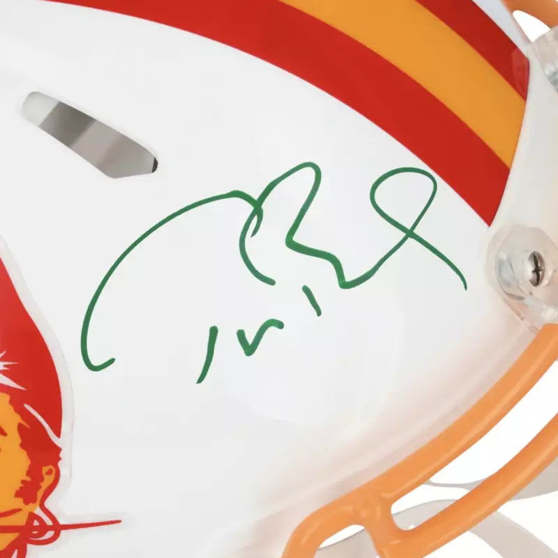 Tom Brady Autographed (In Green) Tampa Bay Buccaneers 1976-96 Throwback Speed Authentic Helmet LE 12 Fanatics