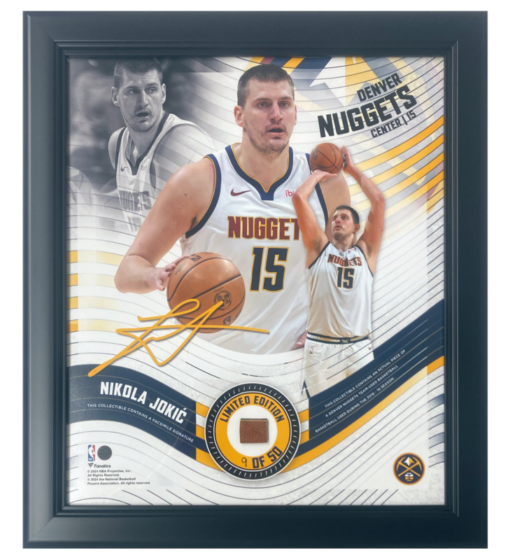 Nikola Jokic Denver Nuggets Framed 15" x 17" Game Used Basketball Collage LE 50