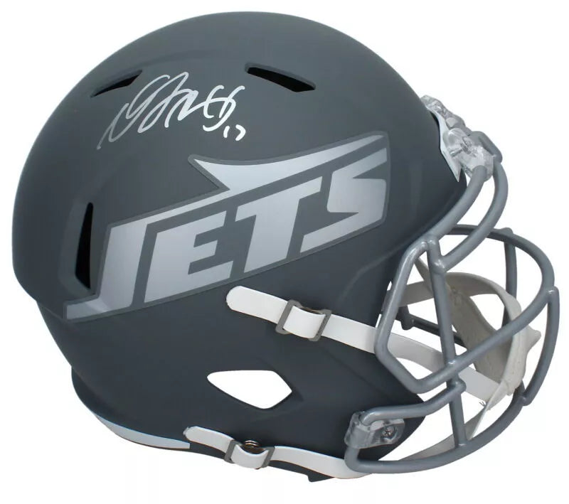 Davante Adams Autographed New York Jets Slate Speed Full Size Helmet Beckett Witnessed