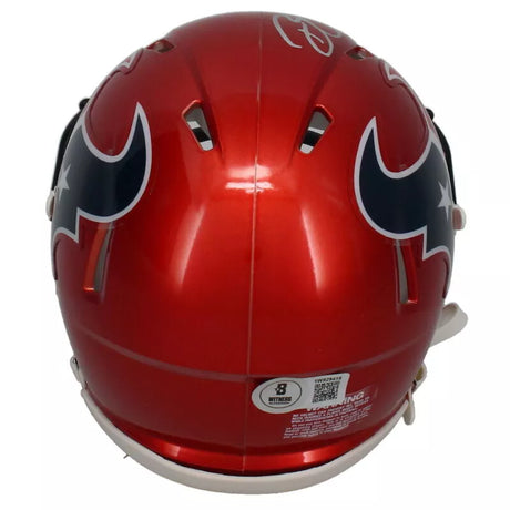 Dalton Schultz Autographed Houston Texans Red 2022 Alternate Speed Mini Helmet Beckett Witnessed