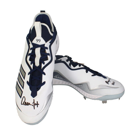 Aaron Judge Autograped/Inscribed "Player Issued 2021" Adidas White/Navy Player Issued Cleats Fanatics