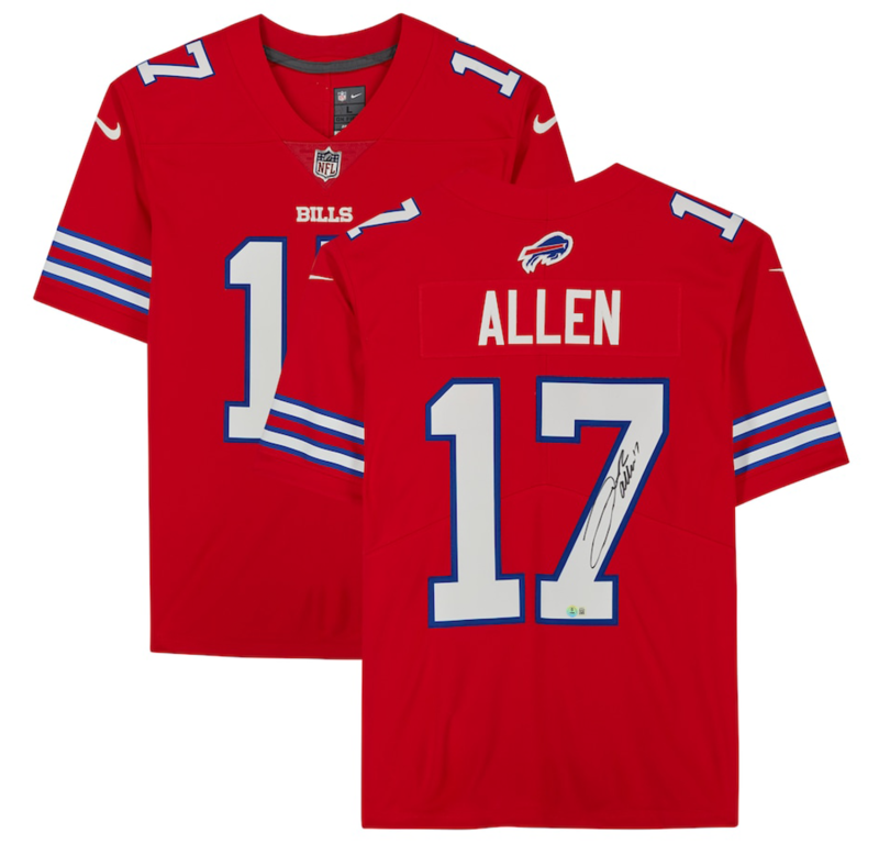 Josh Allen Autographed Buffalo Bills Red Nike F.U.S.E. Limited Jersey Beckett Witnessed