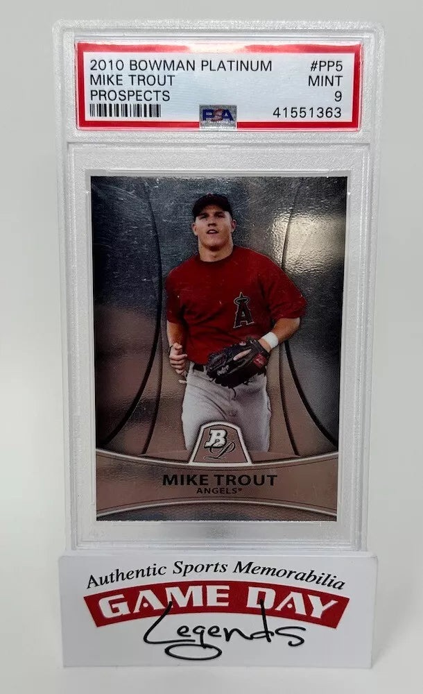 Mike Trout Los Angeles Angels 2010 Bowman Platinum Prospects #PP5 PSA Mint 9