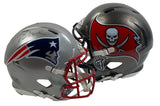 TOM BRADY Patriots Side Autographed Patriots / Buccaneers Combo Speed Authentic Helmet FANATICS