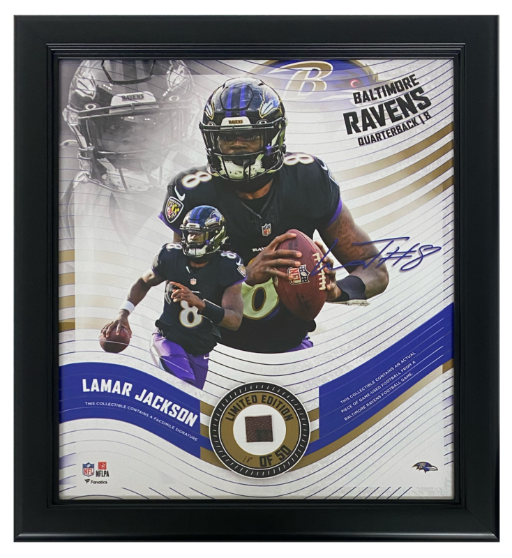 Lamar Jackson Framed Baltimore Ravens Version 2 15" x 17" Game Used Football Collage LE 50