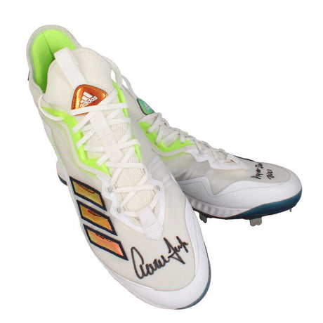 Aaron Judge Autograped/Inscribed "Player Issued 2021" Adidas White/Green Player Issued Cleats Fanatics