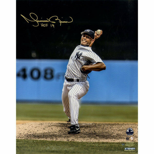 MARIANO RIVERA New York Yankees Autographed / Inscribed "HOF 2019" 'Vertical Pitching' 16" x 20" Photograph STEINER