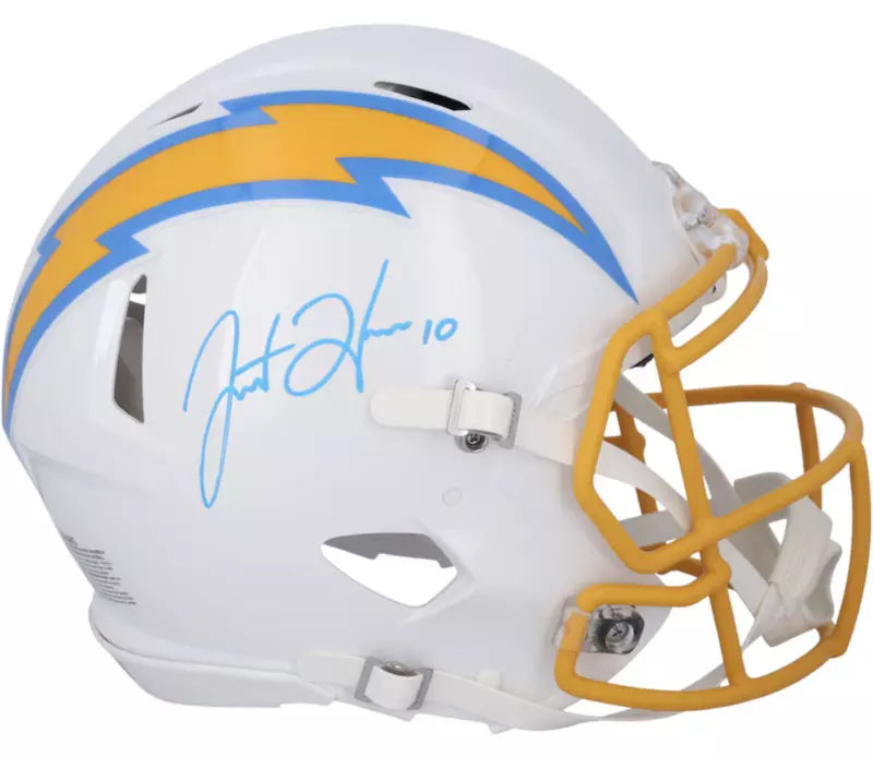 Justin Herbert Autographed (BLUE INK) Los Angeles Chargers Speed Full Size Helmet Fanatics