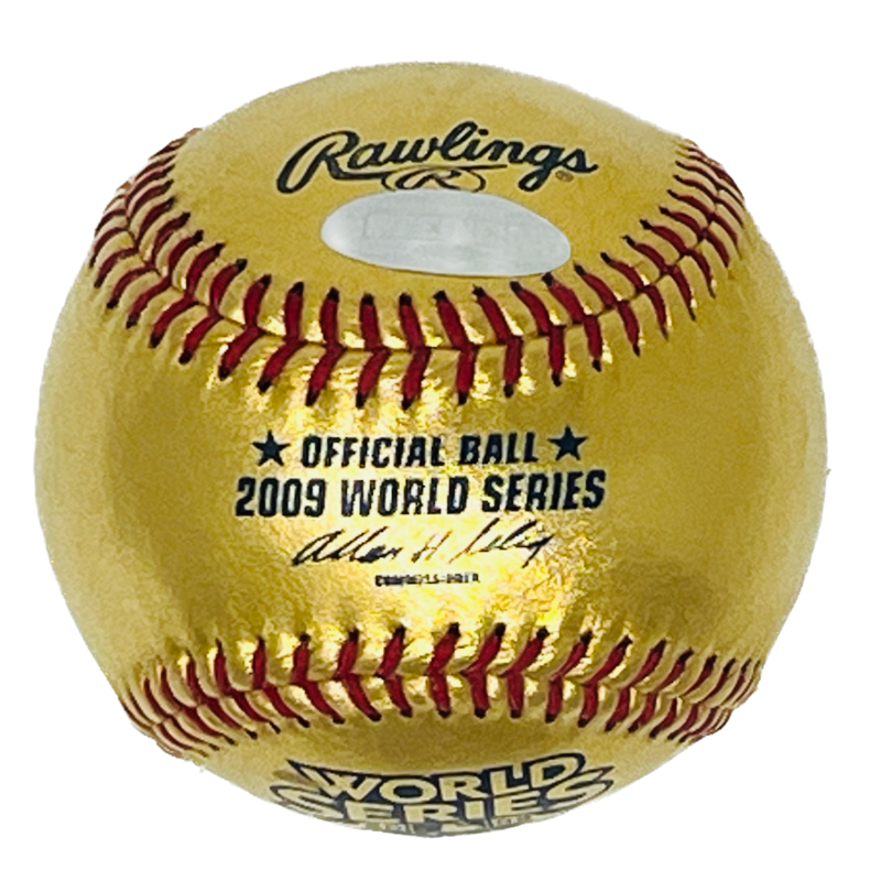 Derek Jeter Autographed New York Yankees Gold Leather 2009 World Series Logo Official MLB Baseball Steiner LE 16/22