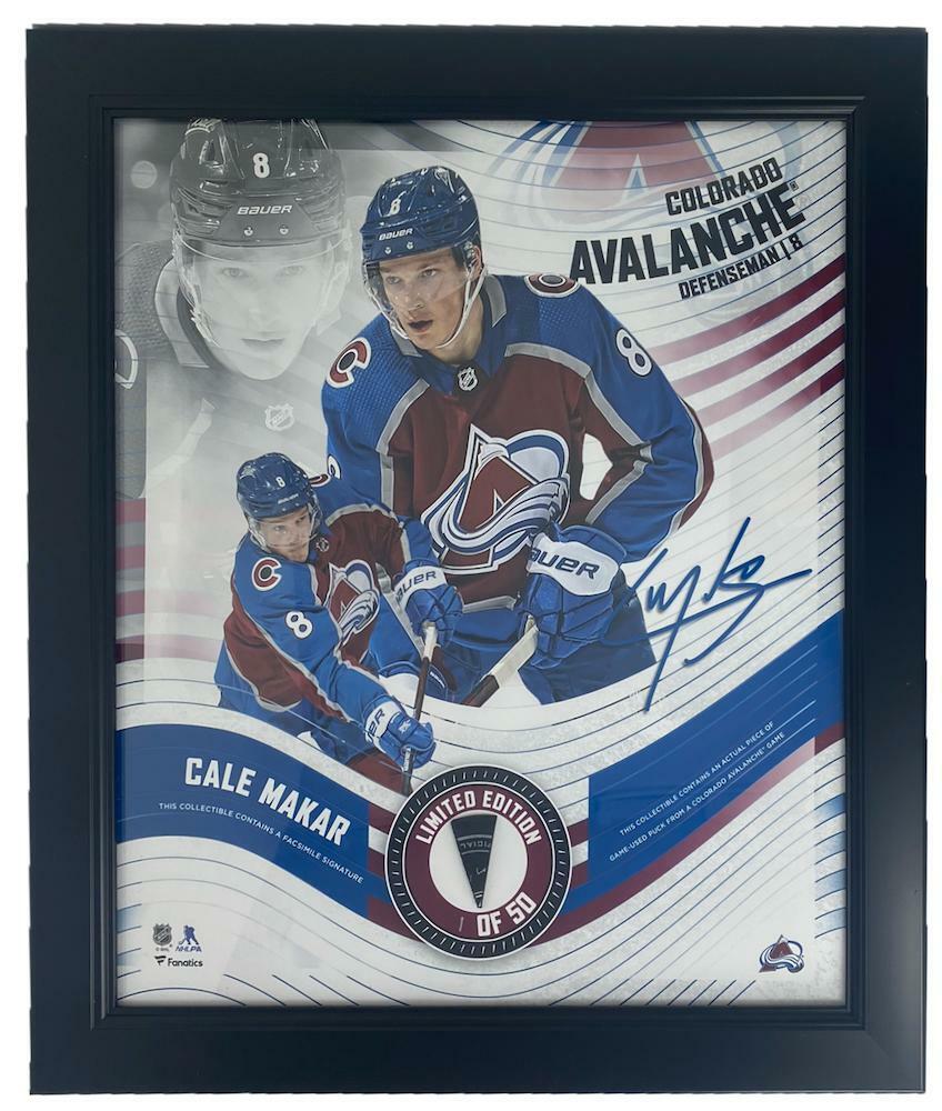 CALE MAKAR Framed Colorado Avalanche 15 " x 17 " Game Used Puck Collage LE 1/50