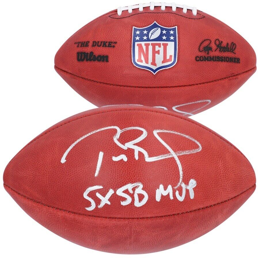 TOM BRADY Autographed/Inscribed "5x SB MVP" Official NFL Duke Football FANATICS