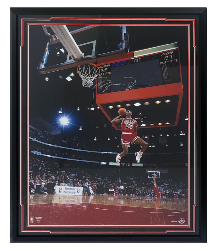 Michael Jordan Signed 88 Scoreboard 30x40 Custom Framed Photograph UDA.