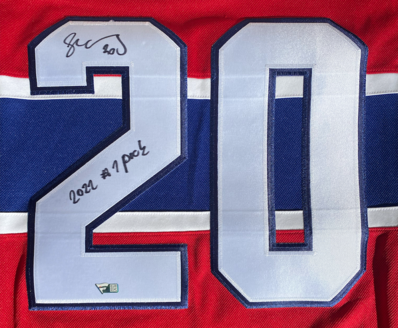 JURAJ SLAFKOVSKY Autographed/Inscribed "2022 #1 Pick" Montreal Canadiens Red Adidas Jersey FANATICS