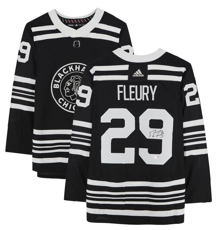 MARC-ANDRE FLEURY Autographed Chicago Blackhawks Black Adidas Alternate Authentic Jersey FANATICS