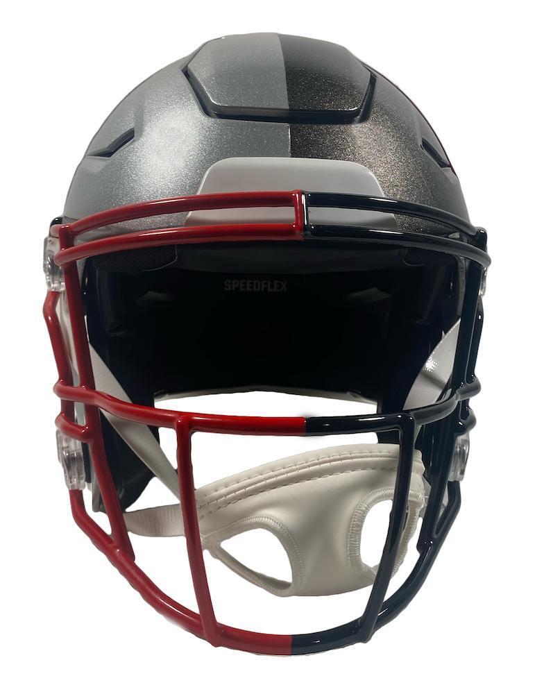 Tom Brady Patriots Side Autographed Patriots / Buccaneers Combo Speedflex Helmet Fanatics