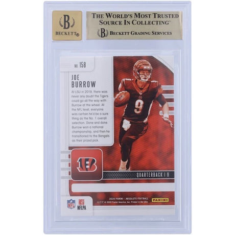 Joe Burrow Autographed Cincinnati Bengals 2020 Panini Absolute #158 Beckett Fanatics Witnessed Authenticated 9.5/10 Rookie Card