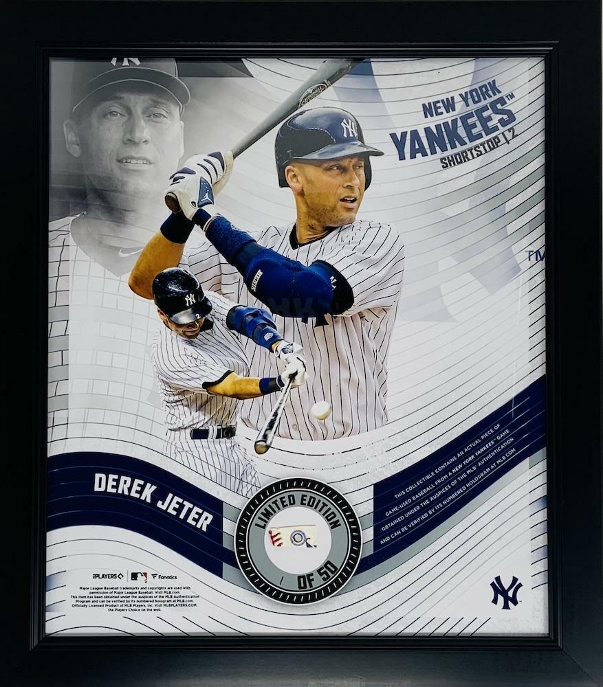 DEREK JETER Yankees Framed 15" x 17" Game Used Baseball Display LE 1/50