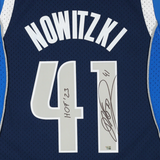 Dirk Nowitzki Autographed/Inscribed "HOF' 23" Dallas Mavericks Navy Blue Mitchell & Ness 2010-11 Swingman Jersey Fanatics