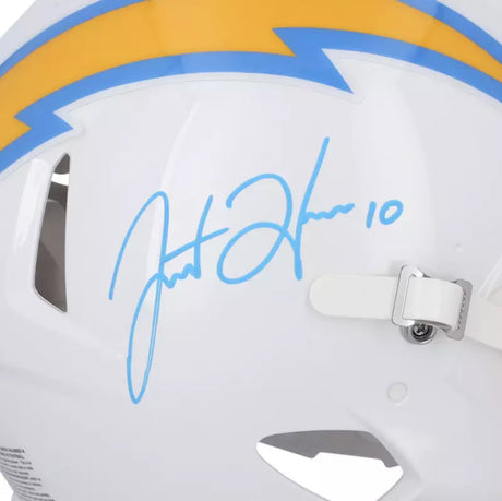 Justin Herbert Autographed (BLUE INK) Los Angeles Chargers Speed Full Size Helmet Fanatics