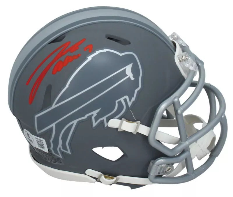 Josh Allen Autographed Buffalo Bills Slate Speed Mini Helmet Beckett Witnessed