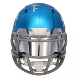 Barry Sanders Autographed Detroit Lions Blue 2023 Alternate Speed Mini Helmet w/Visor Beckett Witnessed