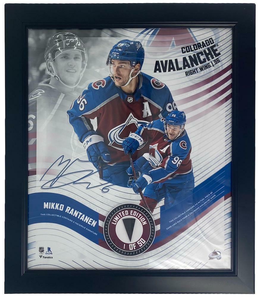 MIKKO RANTANEN Framed Colorado Avalanche 15 " x 17 " Game Used Puck Collage LE 1/50