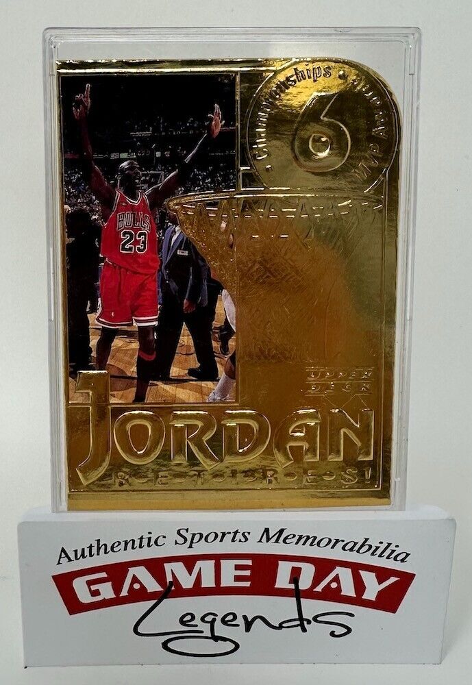 Michael Jordan Upper Deck 22Kt. Gold Leaf Bulls Photo Card - Retirement Ed. LE