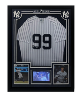 Aaron Judge Autographed Custom Framed Authentic Yankees Nike White Pinstripe Authentic Jersey w/Highlight Monitor Fanatics