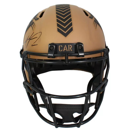 Julius Peppers Autographed Carolina Panthers 2023 Salute to Service Speed Full Size Helmet Beckett Witnessed