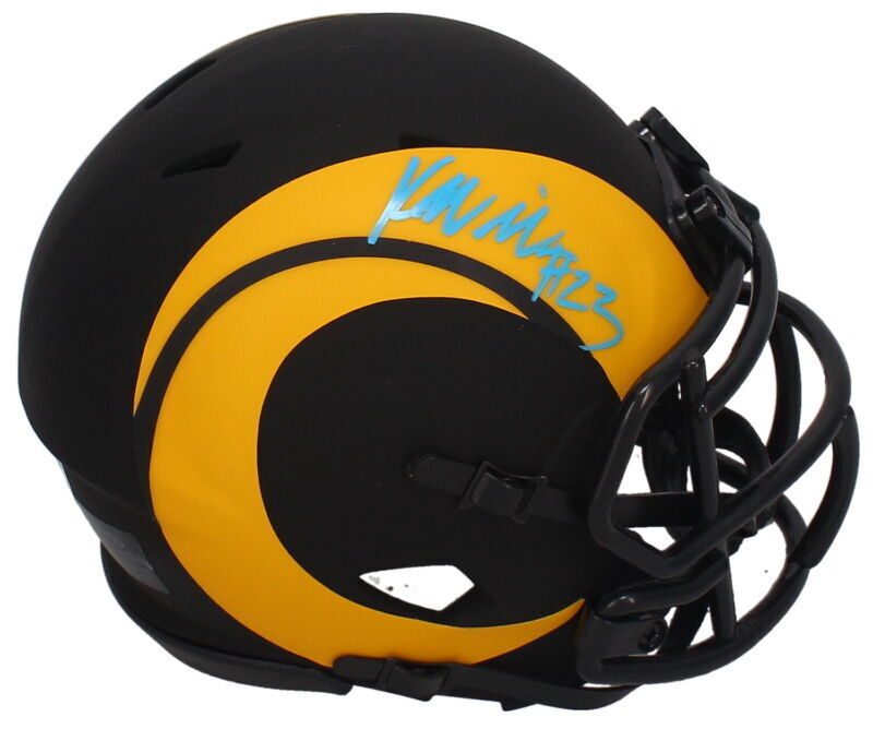 Kyren Williams Autographed Los Angeles Rams Eclipse Speed Mini Helmet Beckett Witnessed