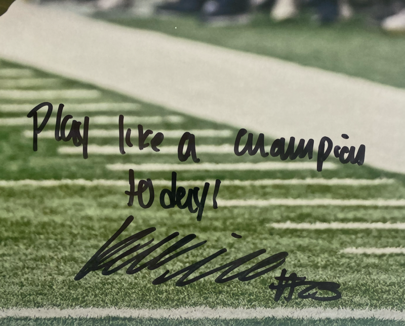 Kyren Williams Autographed/Inscribed "PLAY LIKE A CHAMPION TODAY" Notre Dame Fighting Irish "Diving TD" 16" x 20" Photograph LE 1/23 GDL & Beckett Witnessed