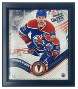 Connor McDavid Framed Edmonton Oilers Blue Jersey 15 " x 17 " Game Used Puck Collage LE 1/50