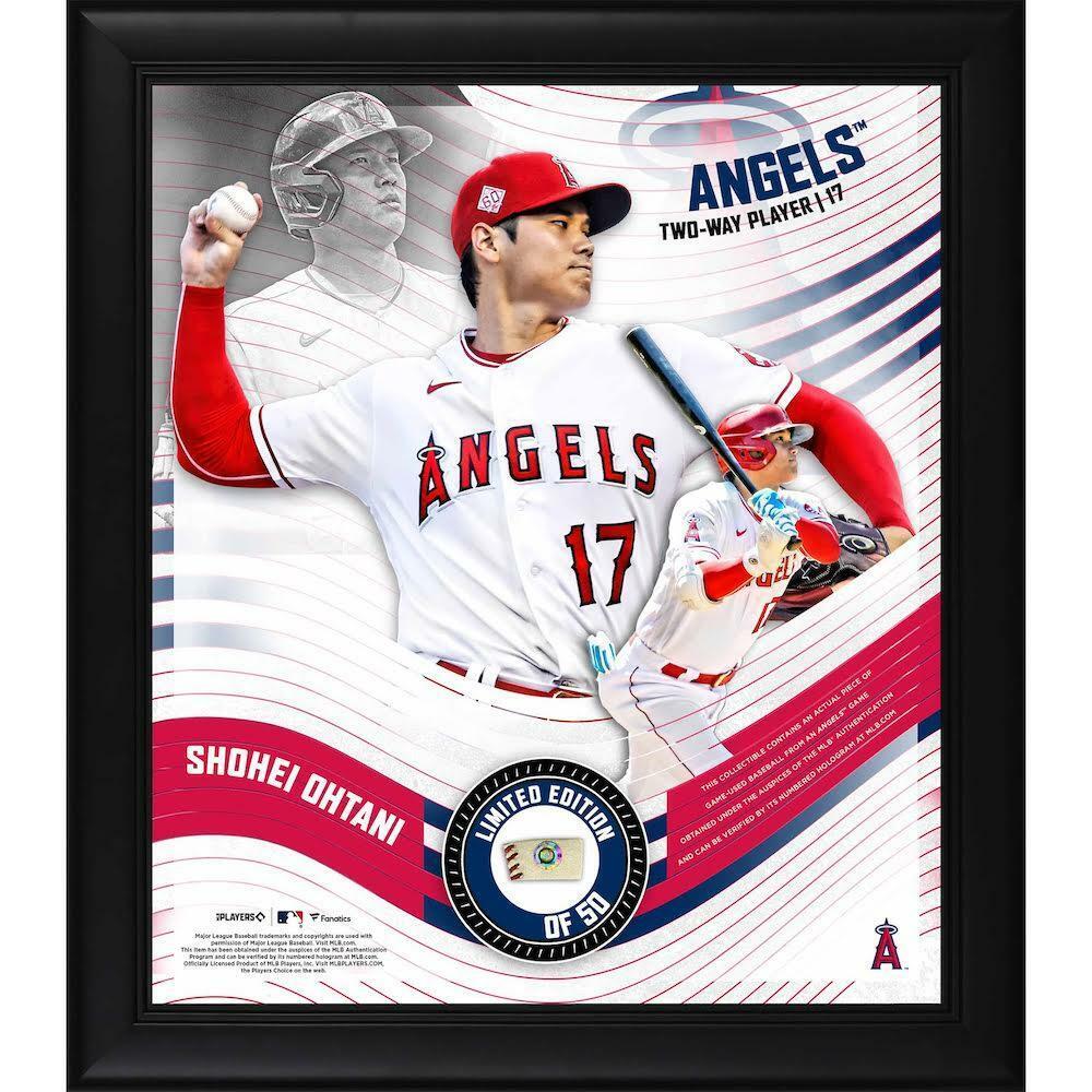 SHOHEI OHTANI Los Angeles Angels Framed 15" x 17" Game Used Baseball Collage LE 50